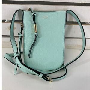 VINCE CAMUTO SMALL MINT GREEN PEBBLED LEATHER CROSSBODY BAG